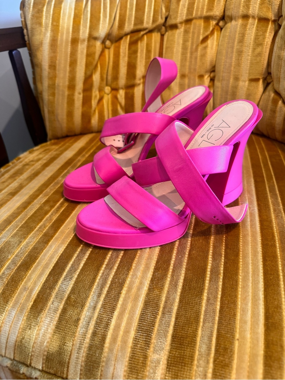Agl Hot Pink Platform Crisscross Sandals